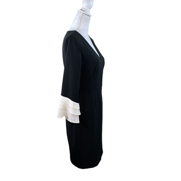 DKNY Black White Bell Ruffled Sheath Dress Formal Office Party Minimalist 8 - Picture 5 of 10